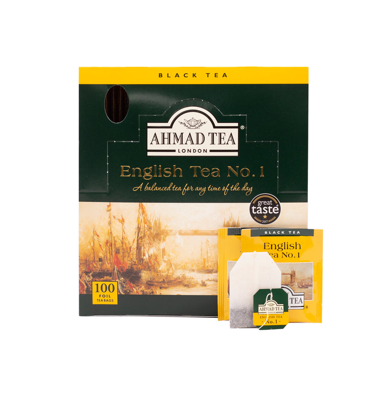 Ahmad Tea English Tea No.1 100 Foil Teabags - Front of box