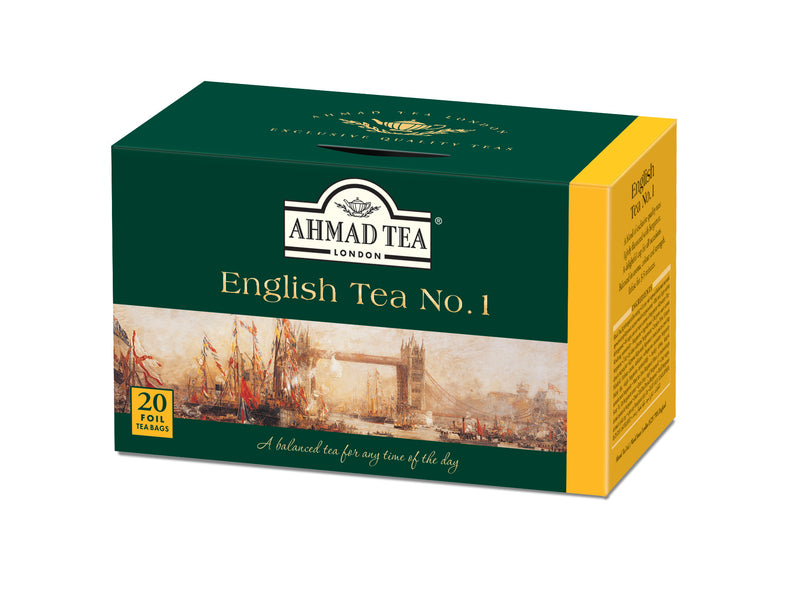 Ahmad Tea English Tea No.1 20 Foil Teabags - Side angle of box