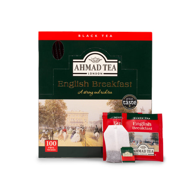 Ahmad Tea English Breakfast Tea 100 Foils Teabags - Front of Box